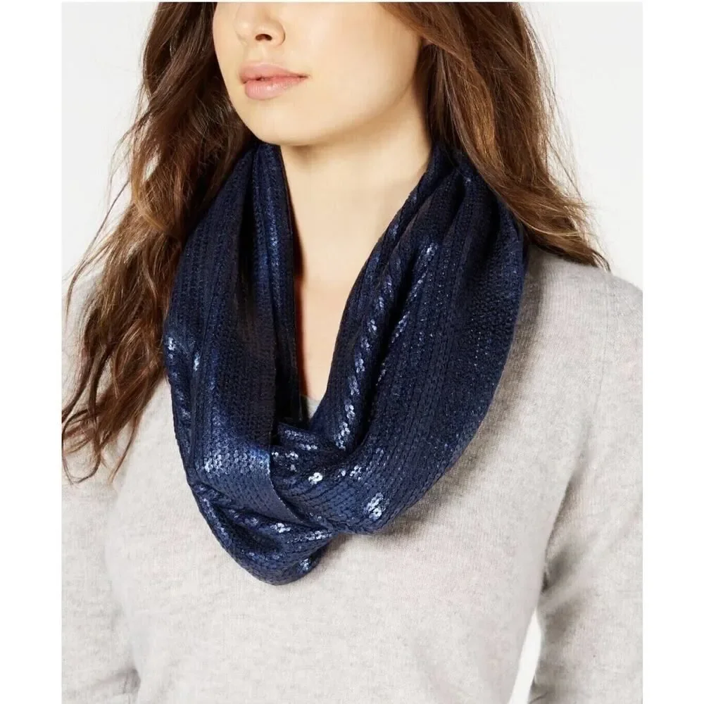 $40 INC International Concepts Blue Liquid Shine Infinity Scarf Wrap Cowl NEW